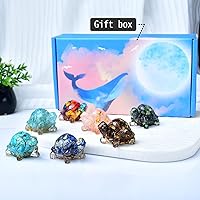 Vista 3 de 10PCS Healing Crystal Turtle Figurine Set - 1.96" Handmade Resin Turtle Ornament, Desk Meditation Animal Statues for Home Office, Shelf