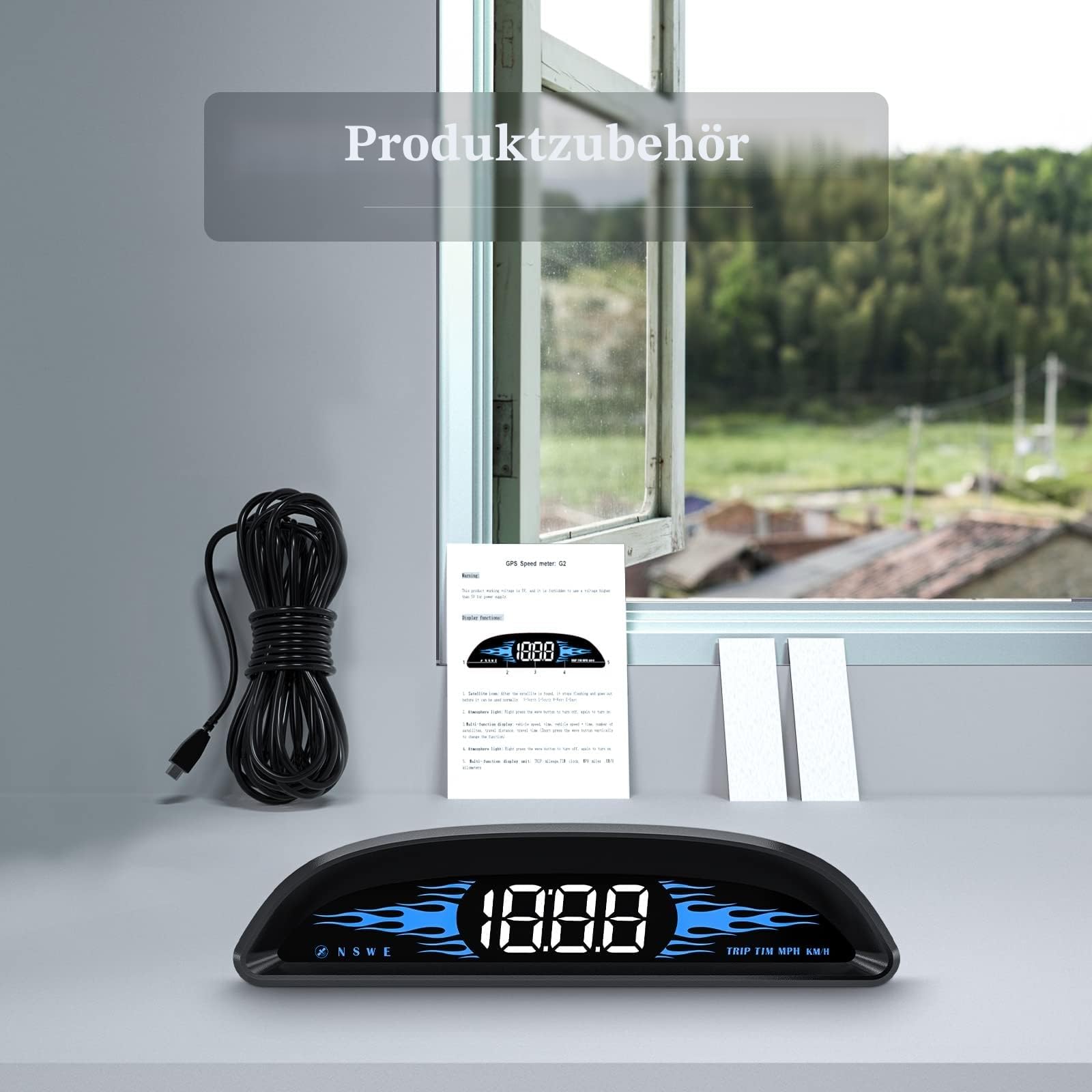 GPS Speedometer Car, Display of Speed, Speedometer, Reminder of Speeding and Driving Fatigue, Compatible with All Cars, Head Up Display