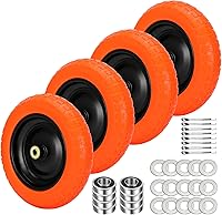 Vista 10 de Ruedas planas de repuesto de 13 pulgadas para neumáticos de carrito de jardín GOR, neumáticos sólidos 4.00-6 con rodamientos de 5/8 pulgadas, ruedas