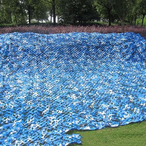 Outdoor Camo Netting Garden Sunshade Awnings, 2x3m-10x20m,Camouflage Net for Camping Shooting, Party Decoration, Sunshade. Blue 4x5m