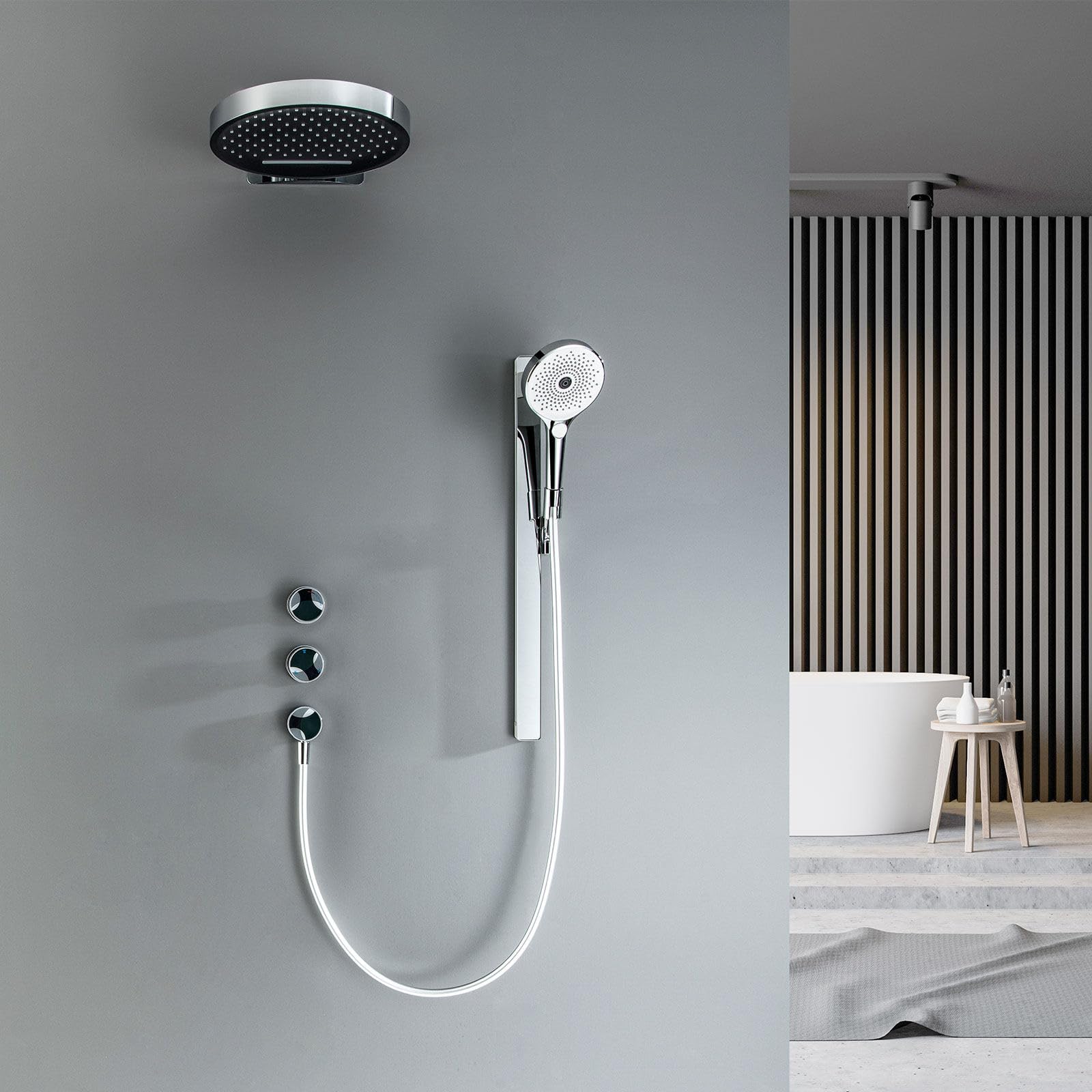Systèmes de douche haut de gamme en laiton 59A avec colonne encastrée et ciel de pluie 12inch