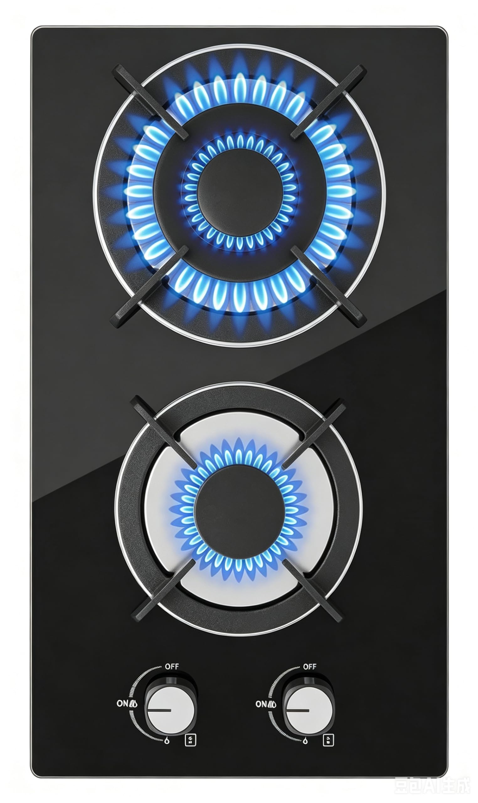 Placa de gas 2 luces de acero inoxidable, mesa de gas camping con manguera y regulador