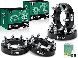 YHTAUTO 8x180mm Wheel Spacers 1.5 inch Fits Chevrolet, GMC Models, 2011-2022 Silverado Sierra 2500 3500 HD, Tire Spacers w/ M14x1.5 & 12.9 Grade Studs, 125mm Hub Bore 8 Lug 4PCS Black Wheel Adapters