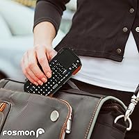 Vista 4 de Fosmon Mini teclado Bluetooth (teclado QWERTY), inalámbrico, portátil, con panel táctil, compatible con Apple TV, Yaxa Fire Stick, PS4, PS4 Pro