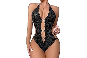 Embroidered Rhinestone Teddy Lingerie