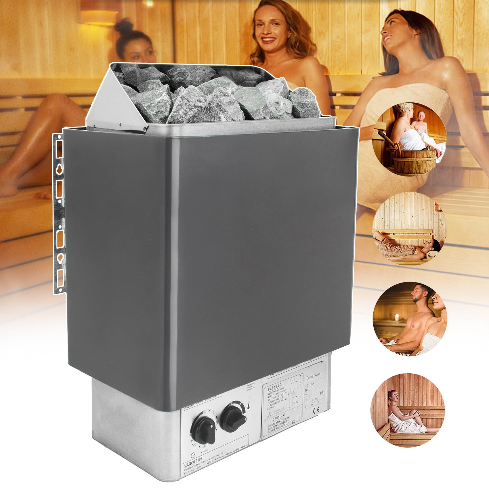 Poêles De Sauna électriques, Poêle De Chauffage De Sauna électrique En Acier Inoxydable 3Kw-6Kw, ContrôLeur Interne PoêLe De Sauna Sec Pour La Maison, L'Hôtel, Le Spa, Le Hammam,4.5KW