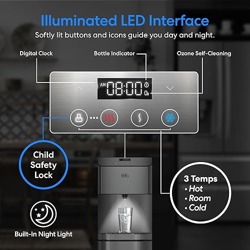Miniatura 7 de Brio Moderna - Dispensador de enfriador de agua de carga inferior, triple temperatura, temperatura ajustable, autolimpieza, dispensador táctil
