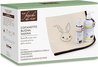 Fiocchi di Riso - Good NANNA Box - Kit for a Cuddle with Bows - Body and Hair Cleanser Chamomile, Body Oil, Cover - Gift Idea