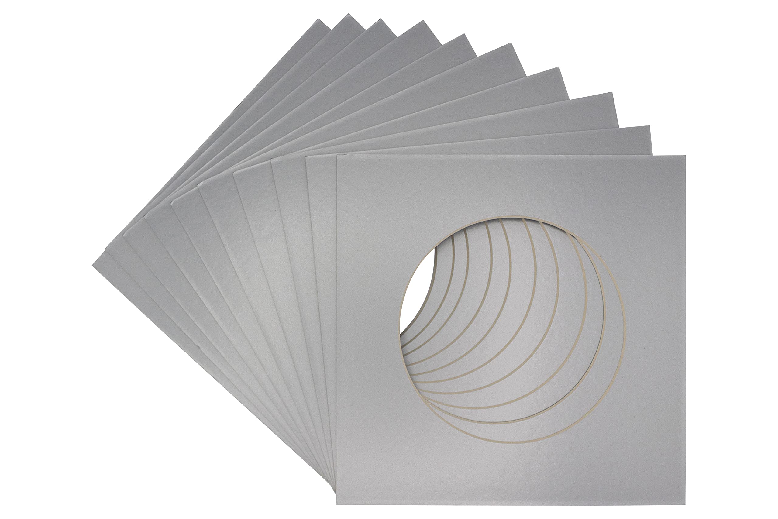 CountryArtHouse Metallic Silver Acid Free 16x16 Circle Picture Frame Mat with White Core Bevel Cut for 5x5 Pictures - Fits 16x16 Frame - Pack of 25 Matboards