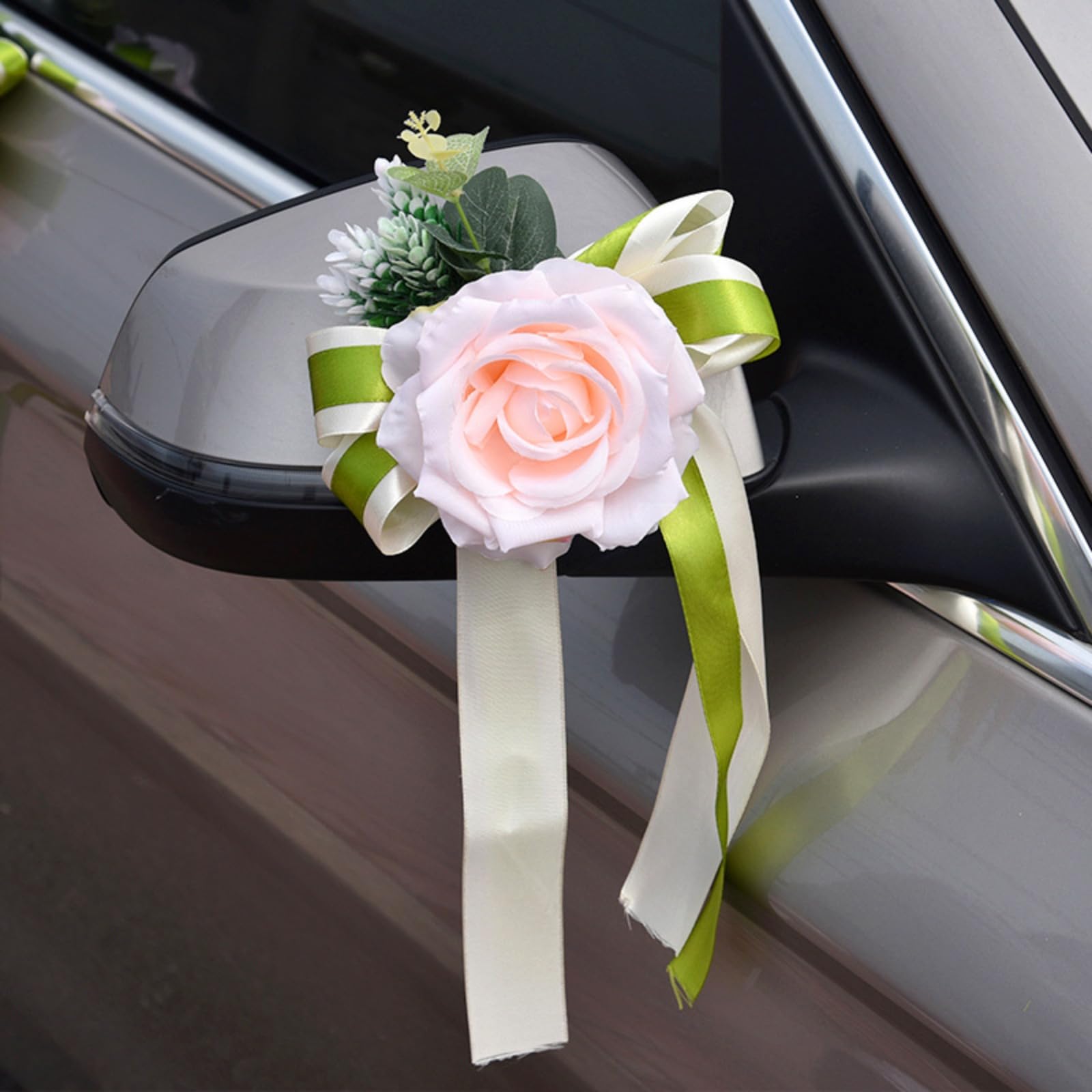 Autoschleifen Hochzeit, Künstliche Blume Autoschmuck Schleifen, Auto Verschönert Rückspiegel Türgriff Dekoration für DIY Autoschmuck (13 st Set)