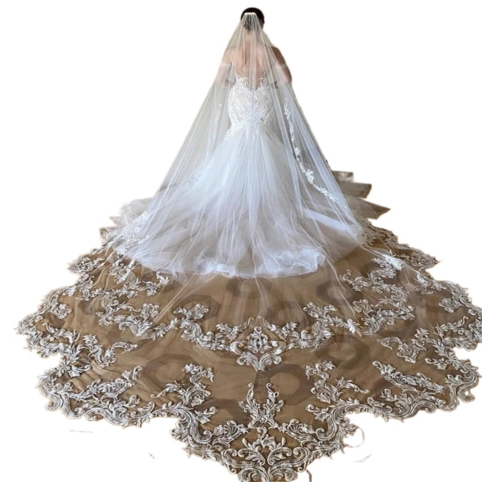 Neuankömmling Weiß Elfenbein Kathedrale Brautschleier - 1-lagiger Hochzeitsschleier, elegantes Hochzeitsaccessoire