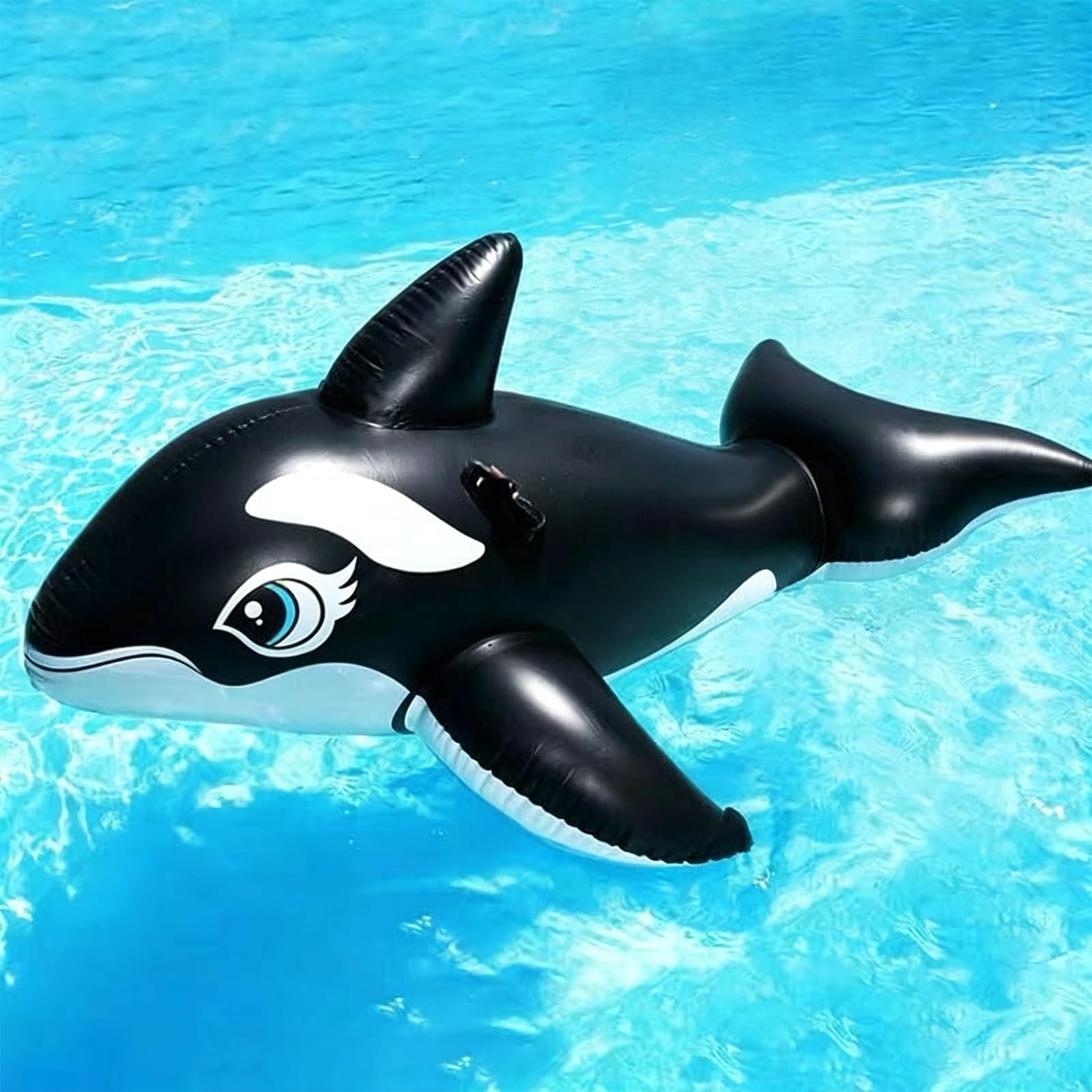 Gran Flotador Inflable de Orca con Asas reforzadas, PVC Robusto para Adultos y niños, Piscina Playa Lago Parque acuático