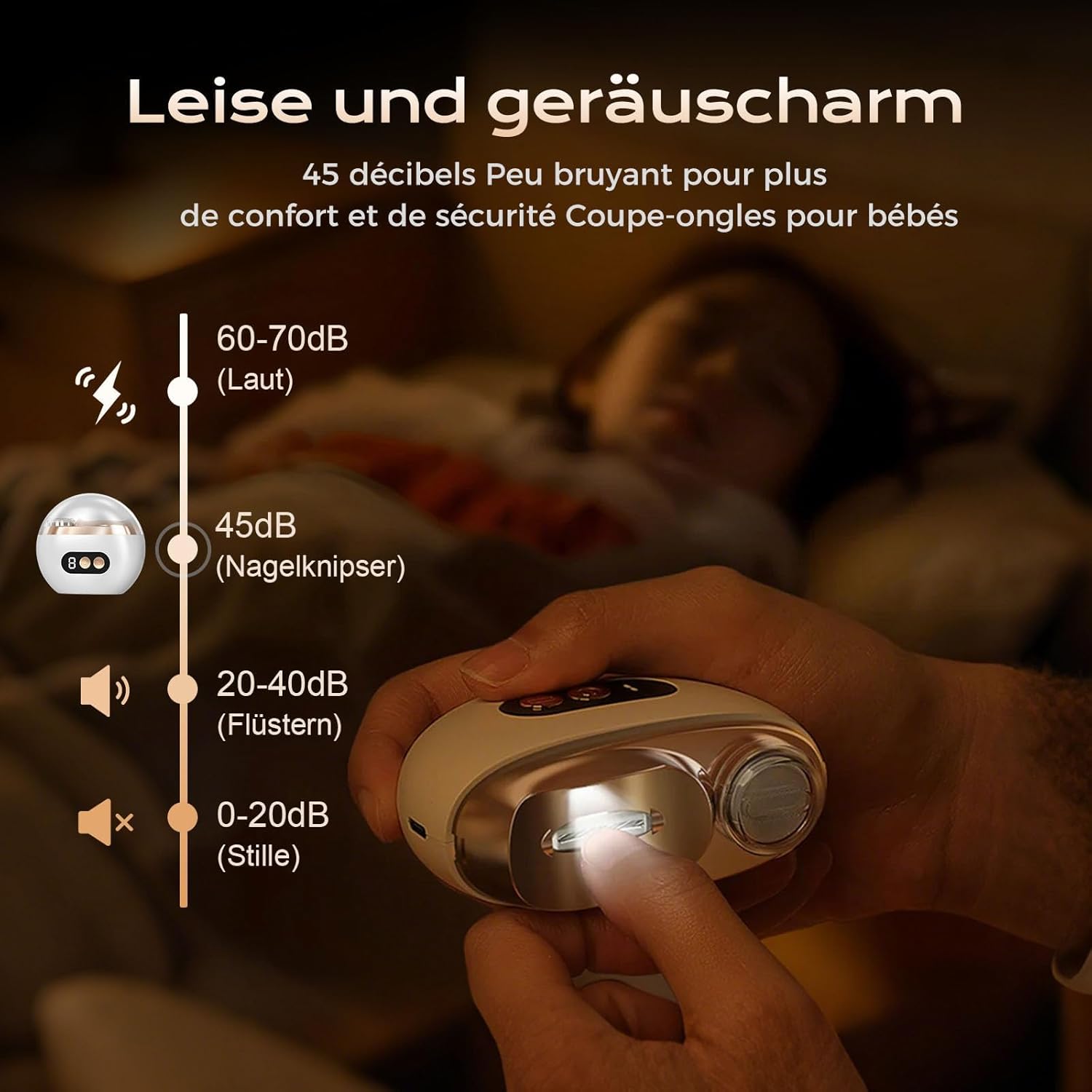 Electric Smart Nail Clippers for Adults Seniors, 2026 New 3 Speeds Strong New Electric Nail Clipper with LED Light, Automatic Electric Toenail Clippers Nail Kit for Seniors Adults (Orange)