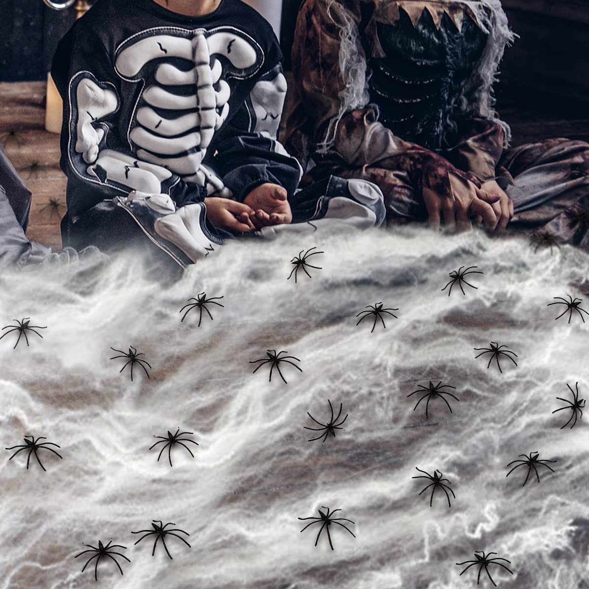 Toile D'Araignée Halloween 100g Avec 60 Fausses Araignées - Décoration Effrayante Pour Intérieur/Extérieur - Couvre 20m²