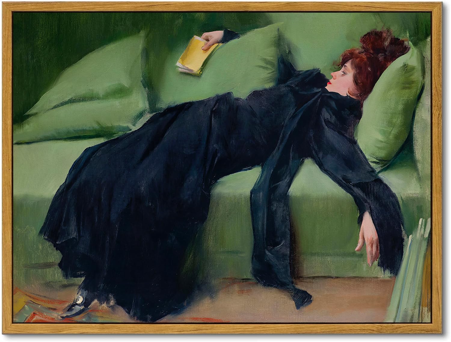 kbkbart vintage framed wall art, moody wall decor decadent young woman after the dance victorian canvas paintings, vintage wall decor for bedroom living room home office classical bathroom decor wall art (12"x16")