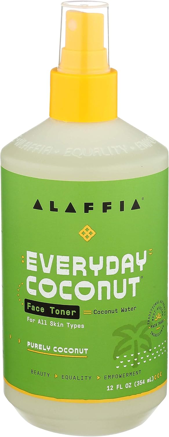 Alaffia Everyday Coconut Face Toner, Helps Hydrate and Balance Skin for All Skin Types. Made with Coconut Water, Neem, and Papaya, Cruelty Free, No Parabens, Vegan, Purely Coconut 12 Fl Oz