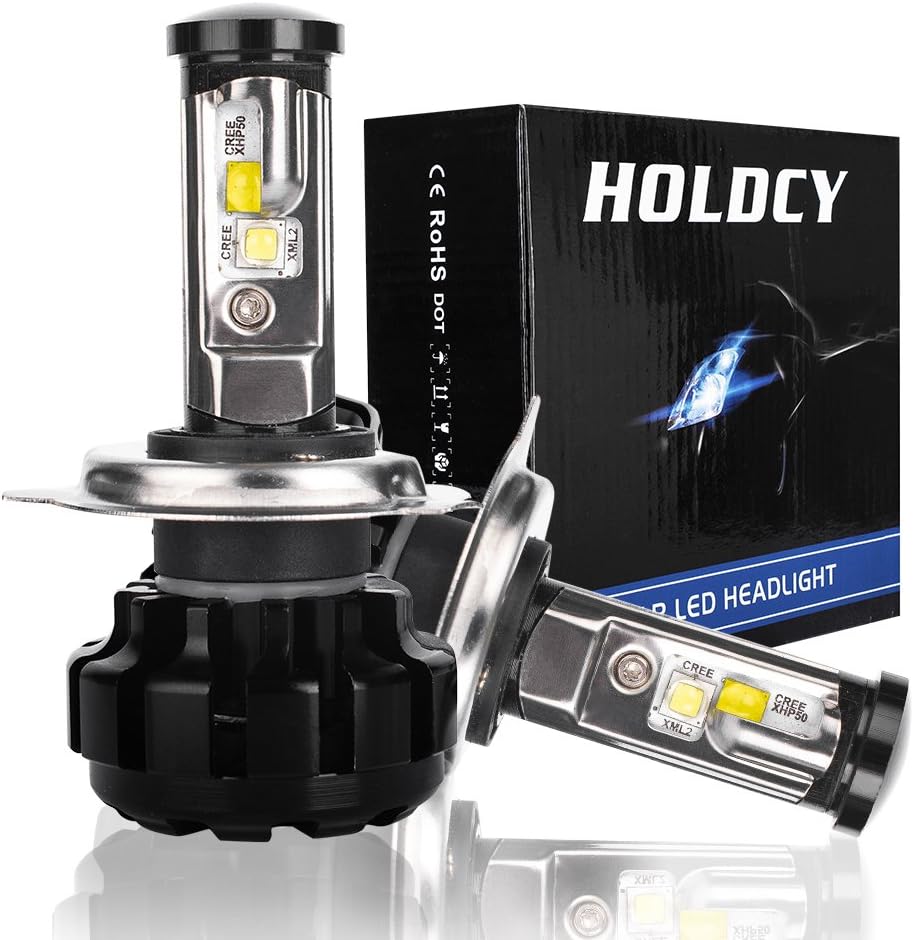 HoldCY LED Headlight Bulbs - H4 9003 Hi/Lo Dual Beam 80-watt - 10,000 lumen - 6,000k Cool White - XHP50 XML2 LED Halogen Replacement Bulbs - DOT Certified - 2 Year Warranty (1 Pair)