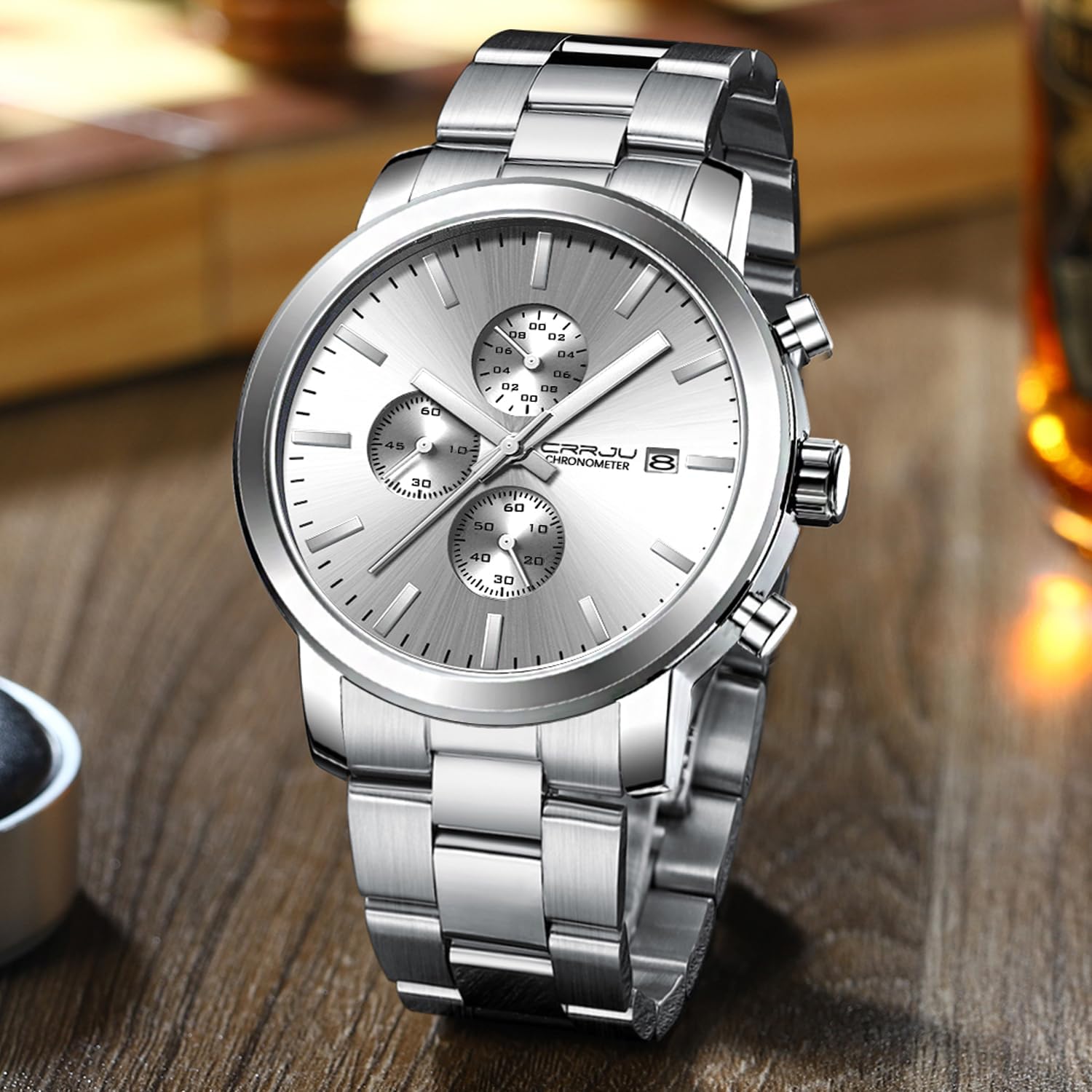 CRRJU Mens Stylish Casual Quartz Watches for Men Luxury Waterproof Calendar Chronograph Japan Movement Wristwatches - Image 5