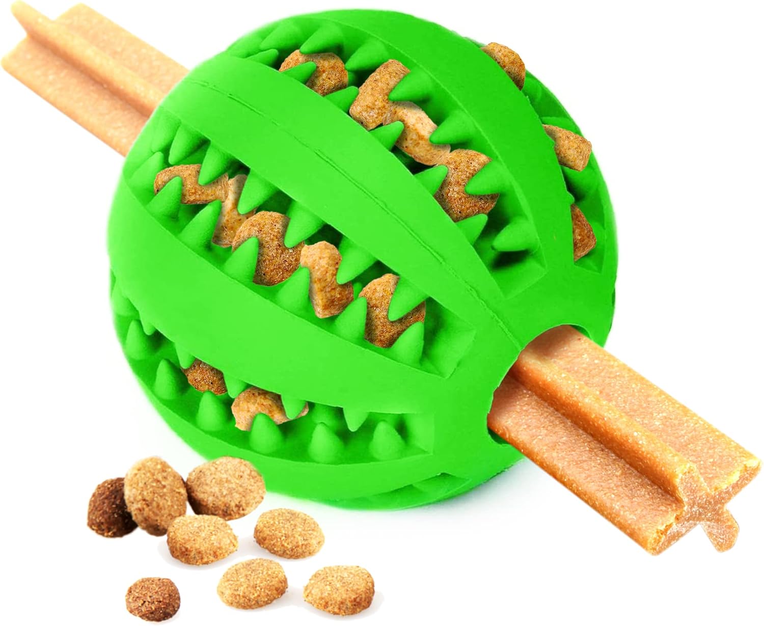 SunGrow Teething Treat Chew Ball for Rabbit, Ferret, Guinea Pig, Puppy, Kitten Tooth Clearing Puzzle Treat Dispenser, Aquarium Fish Bloodworm & Snack Holder, 2.75 inches