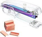 PATIKIL Acrylic Stapler Set, Portable Stylish Manual Effortless Desktop Stapler with 2000 Pcs 24/6 Staples for Classroom Home Office Desk, Rose Gold