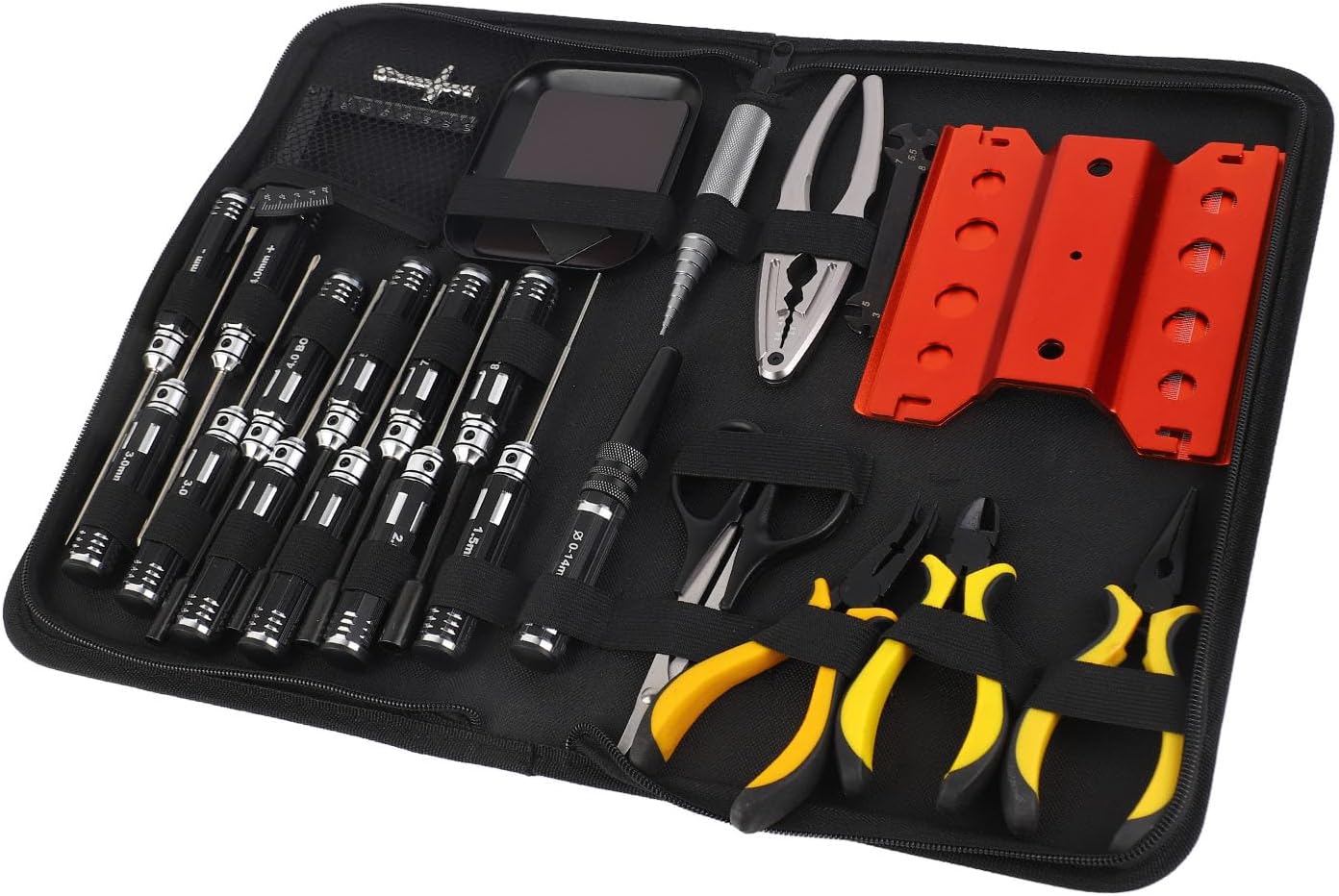 RC Tools Kit 44 in 1, Electronics Repair Tool Kit with Ergonomic Screwdriver Set, High Speed Steel Auto Repair Tools for RC Cars Trucks Drones Helicopters and Hobby