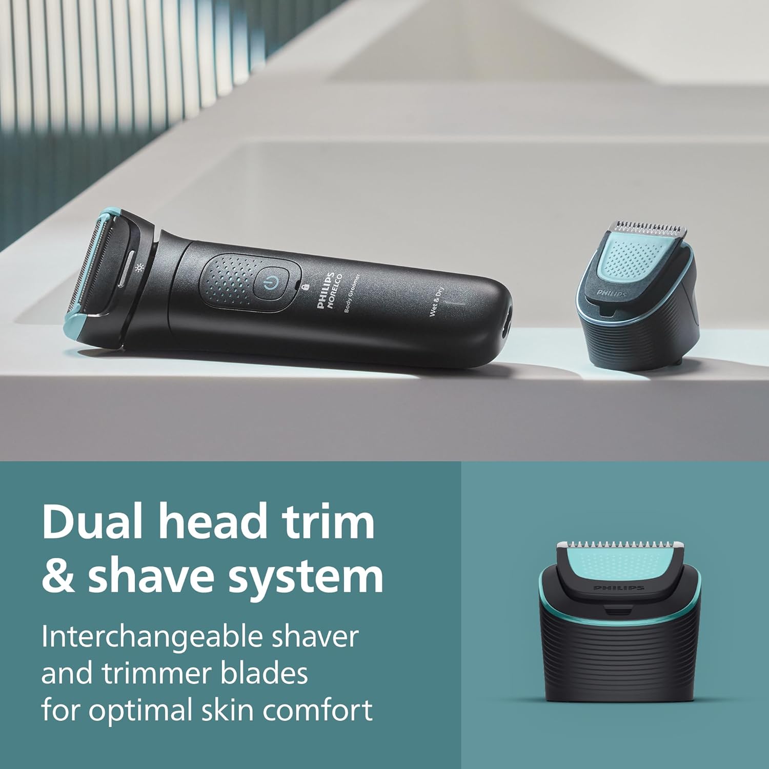 Philips Norelco Body Groomer 7000 Series, Men's Whole Body Groomer, Contour-Following 2D Flexing Head, Triple Protect Shave System & Intimate Body Hair Trimmer, 100% Showerproof, BG7480/50 - Image 6