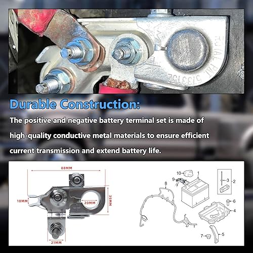 Miniatura 4 de 926-603 926603 Juego de terminales de batería  Reemplazo de terminal positivo y negativo BT4Z-14450-SD BT4A-14450-BA apto para Ford F-250 F-350