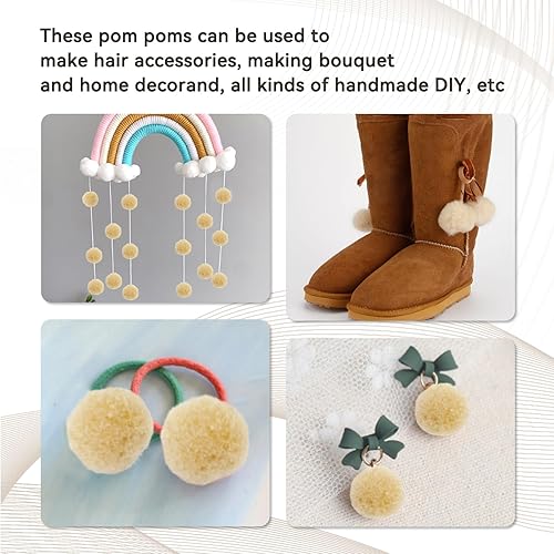 Miniatura 7 de MORFEN 150 pompones para manualidades, color beige brillante de 1 pulgada, bolas de pompón mullido, pequeños pompones para manualidades, proyectos
