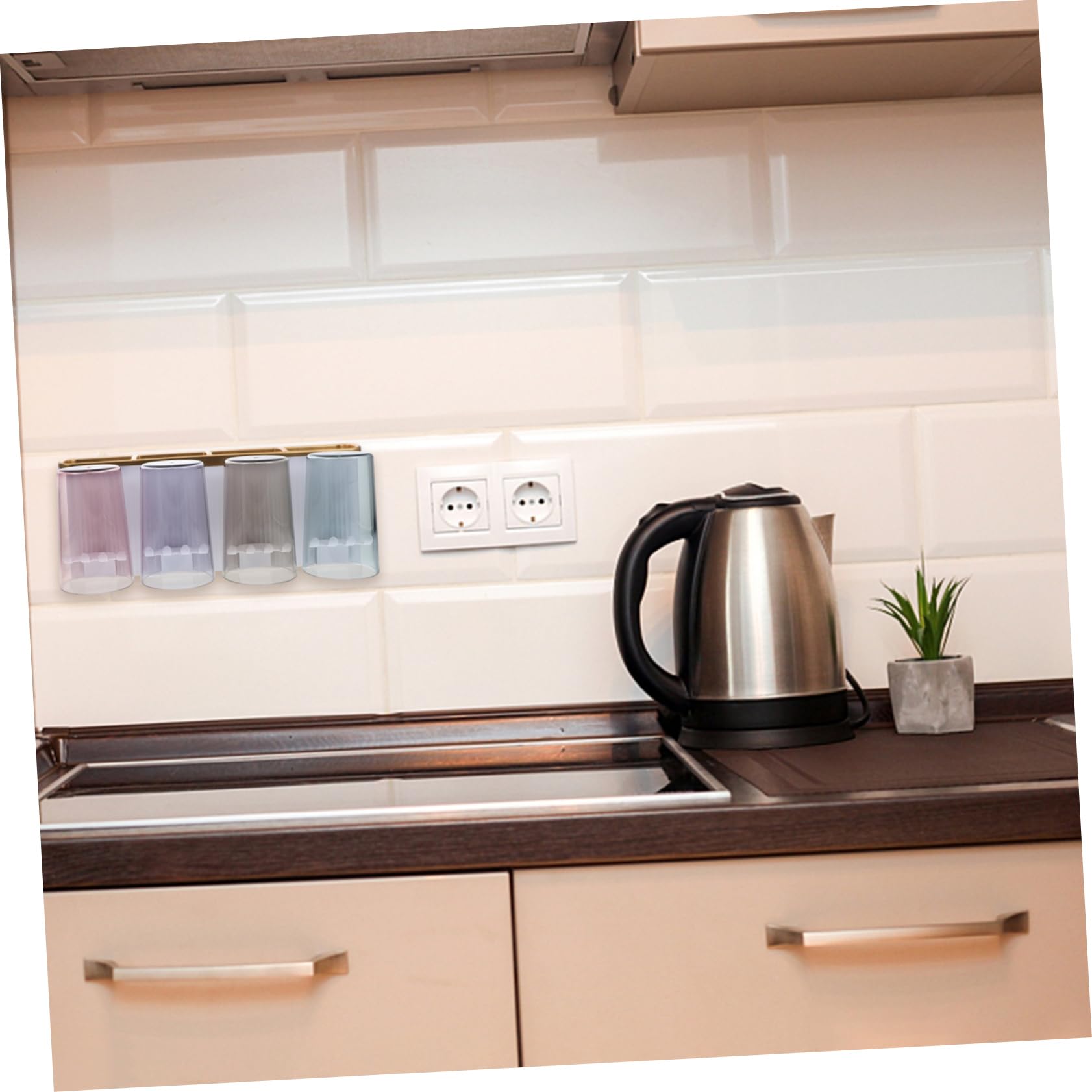 ABOOFAN Porta Spazzolini da Parete Multifunzione in Abs, Installazione senza Fori, Antiruggine, per Bagno e Dormitorio, Bianco, 4 Posti