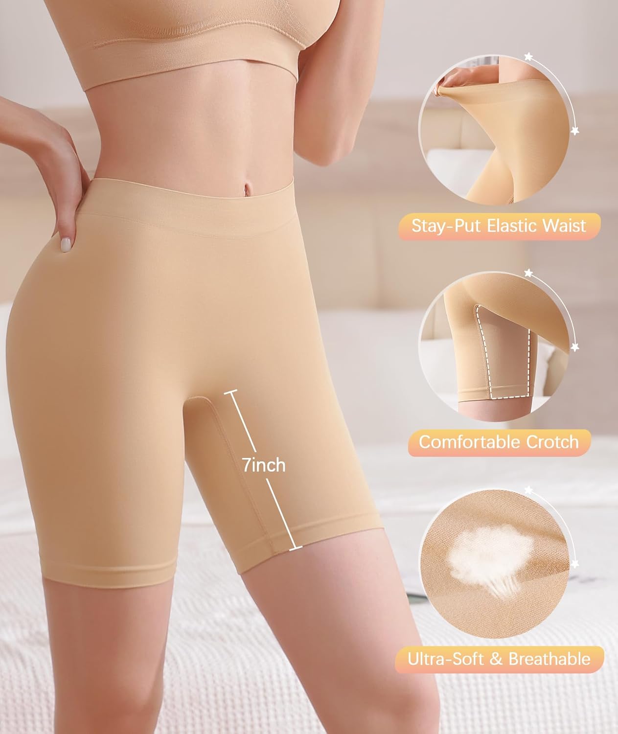 BESTENA Slip Shorts for Under Dresses Seamless Smooth Workout Yoga Bike Shorts for Women - Image 4