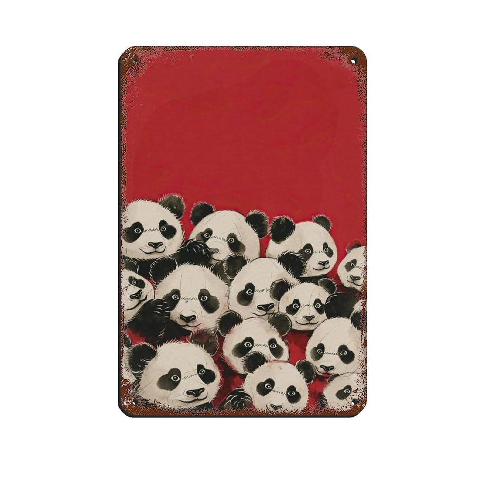 Lxwnze 20L X 30W Cm Panda Art Minimalistic Decor Abstract Art Retro Poster Metal Tin Sign Chic Art Retro Iron Painting Bar People Cave Cafe Family Garage Poster Wall Decoration 8X12inch(20X30cm)