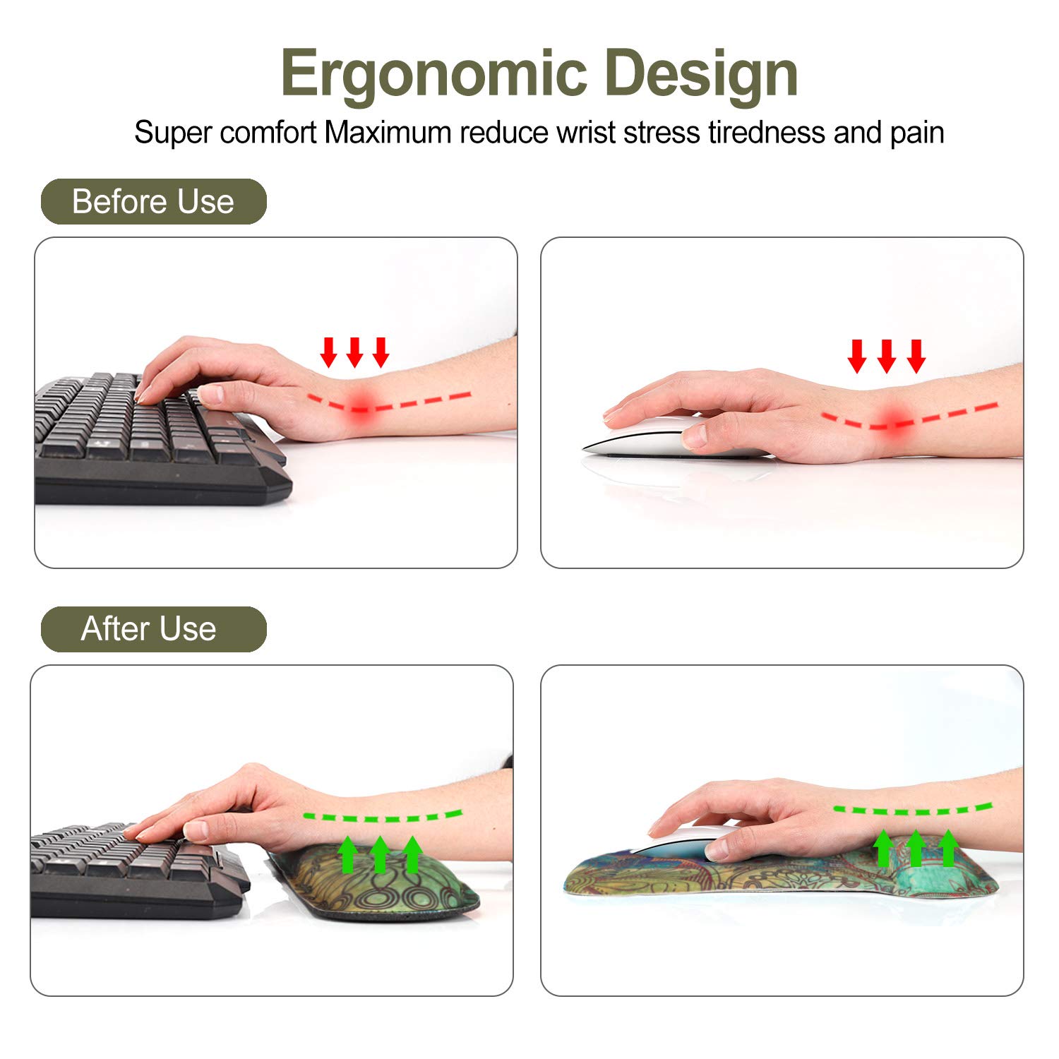 Ergonomic Keyboard Wrist Rest & Mouse Pad - Pain Relief -5
