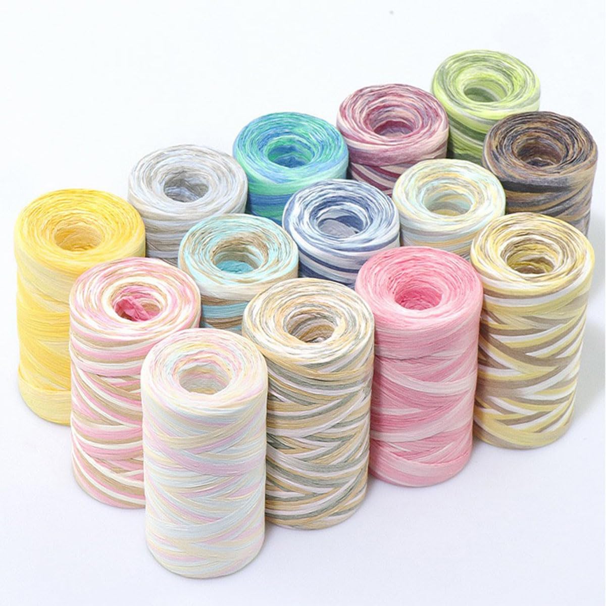 393 Feet Colored Raffia Paper Ribbon, Colorful Pattern Packing Paper String Section Dyeing Raffia Ribbon for Gift Wrapping and DIY Decoration (Pink2)