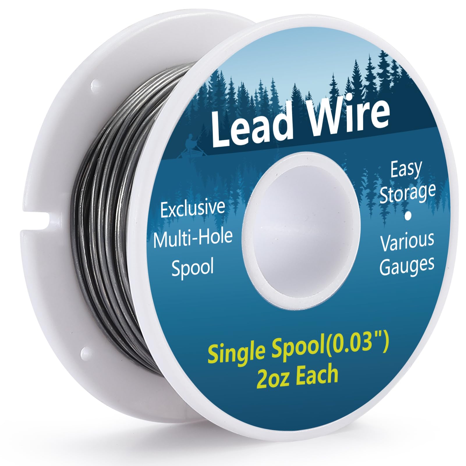 Lead Wire for Fly Tying, 2 oz Spools (0.020", 0.030", 0.040" Available), Single Spools with Exclusive Hole Pattern Reel, Fly Tying Equipment, Soft Lead Wire Materials, Fishing Weight Thread Supplies