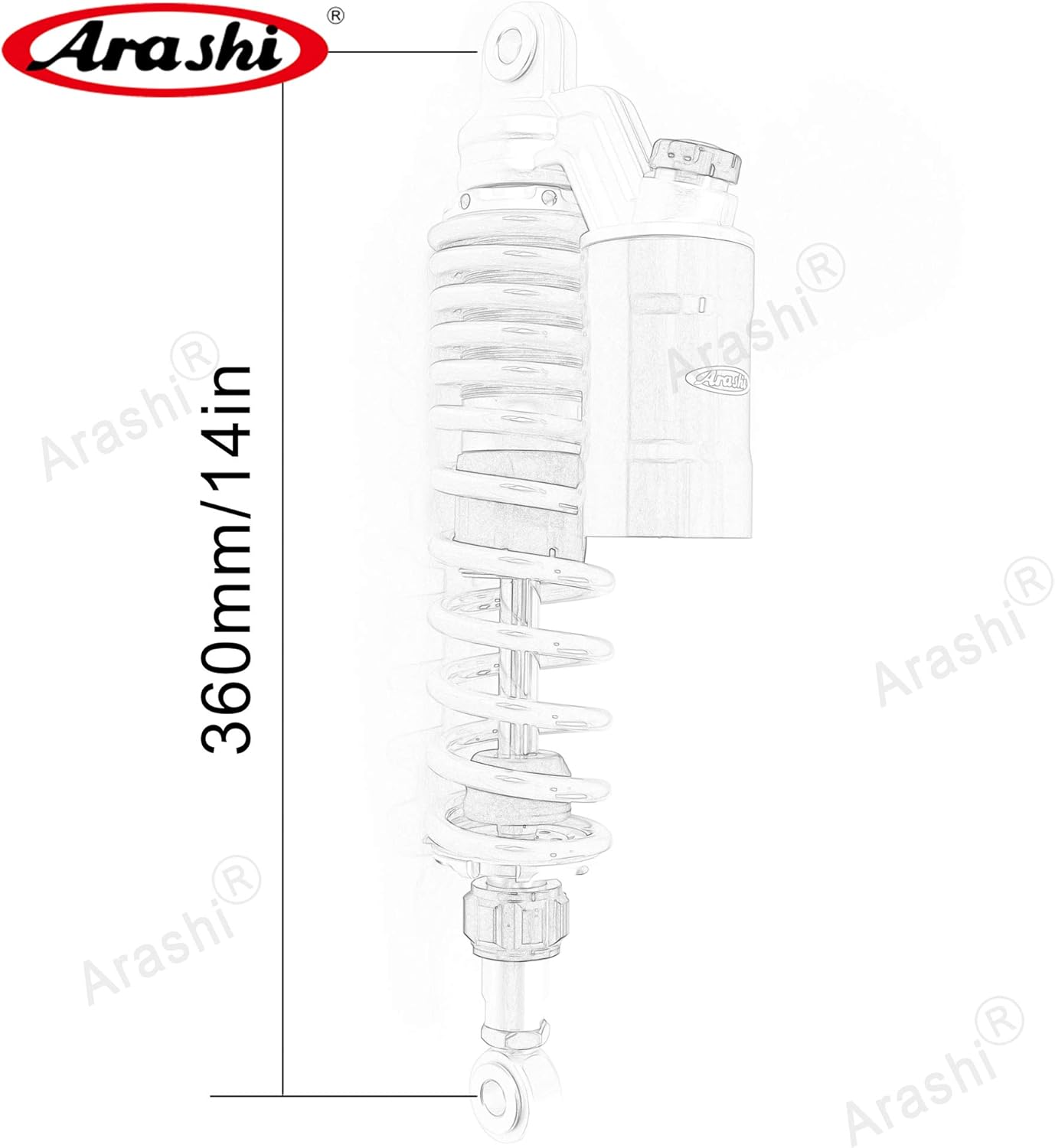 Arashi 360mm /14" 660 lbs Adjustable Shocks Absorbers Rear Suspensions for Sport/Street/Vintage Bike SR500 1977-1984/ VMAX 1200 1985-2005 / XJR1300 1997-2010 Motorcycle Replacement Accessories