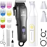 Pantoufles pour chien pour le grooming, kit de groomage pour cheveux épais et manteaux/bruit faible Rasoir sans fil rechargeable pour chien avec pince à la patte & Gros chats