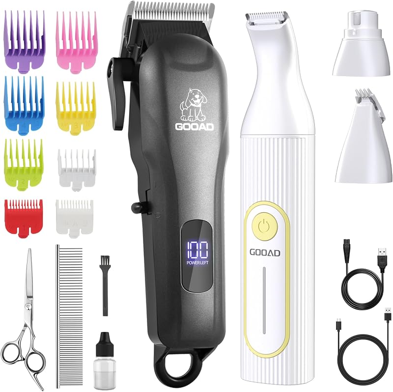 Dog Clippers Grooming Kit with Paw Trimmer for Thick/Matted/Knotted/Hair