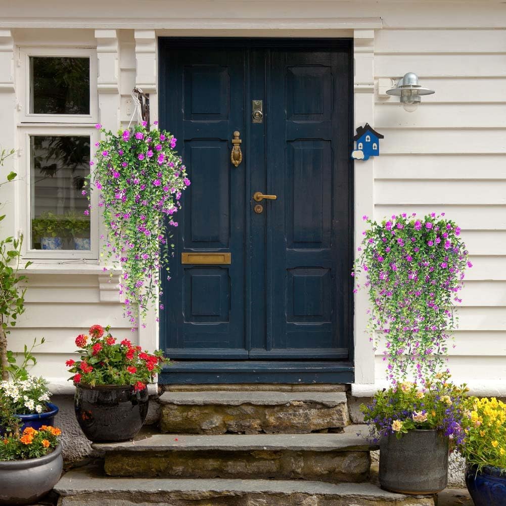 WYTE ORIGIN Plantas colgantes artificiales de vid de helecho, decoración de hojas de hiedra falsas para interiores y exteriores, decoración de follaje sintético para sala de estar, balcón, jardín