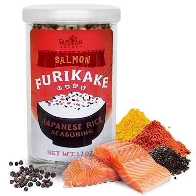 Fusion Select Furikake Rice Seasoning - Salmon Furikake Seasoning Mix with Shrimp, Bonito Flakes - Japanese Spices Topper for Noodles, Onigiri, Salad, Popcorn, Tofu, Stir Fried Vegetables - 50g