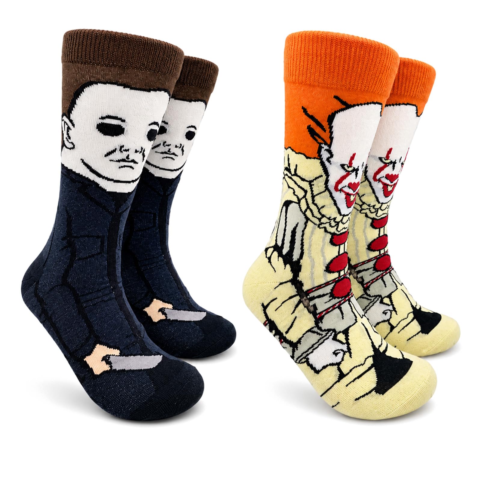Qylazune Women's Green 2Pcs Halloween Socks Clown Horror Character Socks Set Funny Scary Novelty