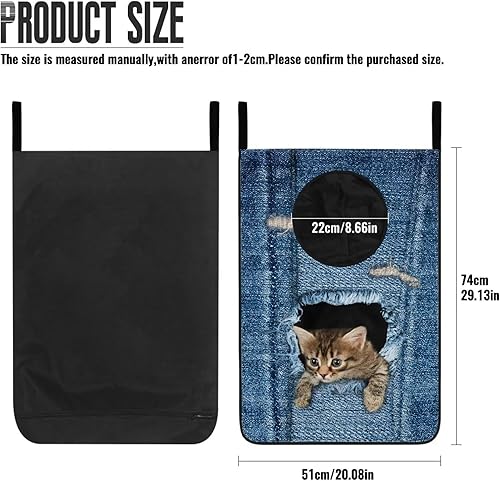 Miniatura 2 de Cesto para ropa sucia sobre la puerta con estampado de animales en 3D para ropa sucia plegable sobre la puerta, cesta de lavandería portátil para