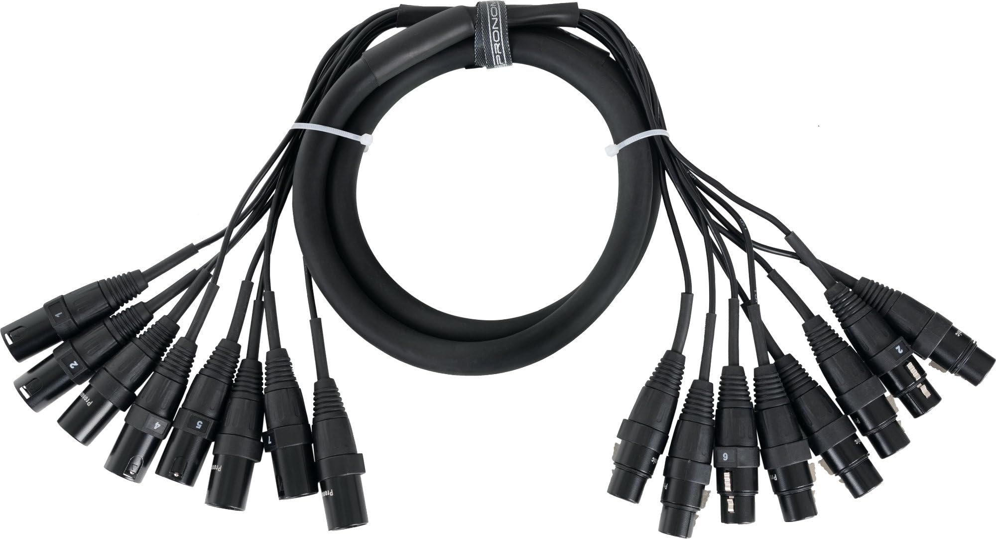 Pronomic Stage MX8/0-1,5 Sub-Multicore XLR 1,5 m - 8x Multicore Maschio a Female - Connettori in metallo - Nero