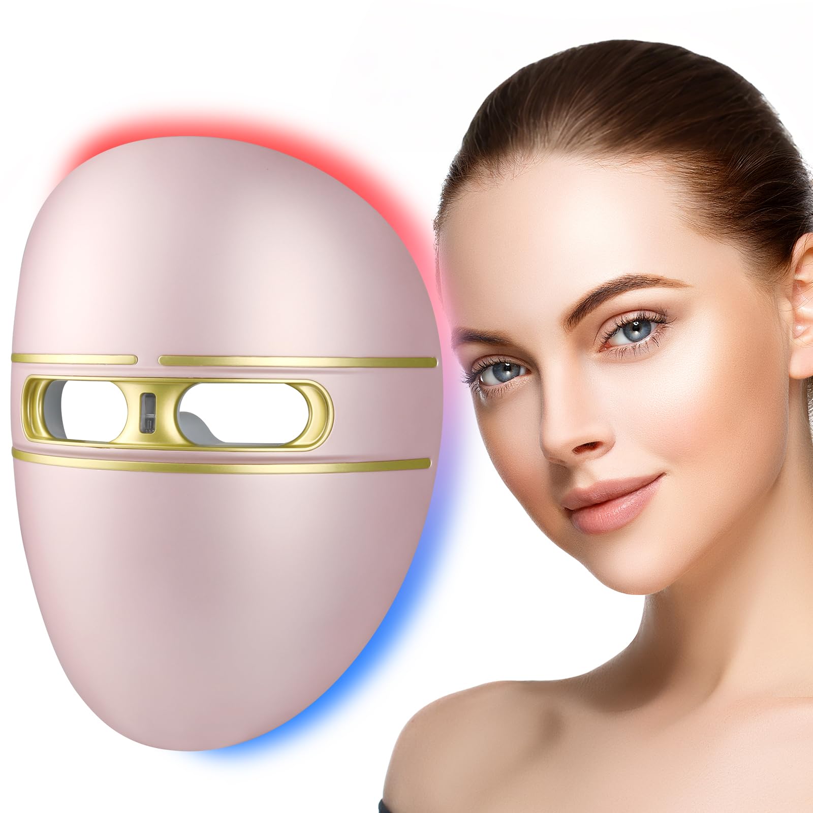 HSA LED Facial Mask Red Blue Light Therapy Anti Aging FSA Face Mask- Salon Treatment for Acne Wrinkles