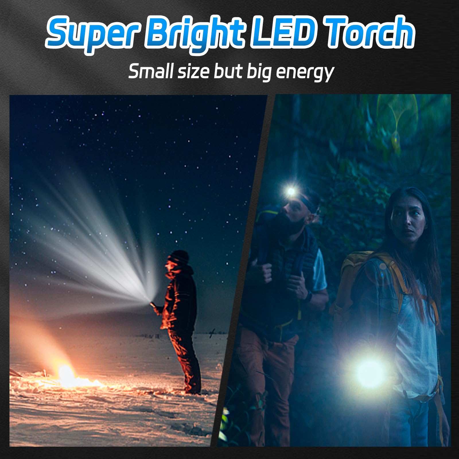 ASORT Lot De 2 Lampes De Poche LED Rechargeables – Ultra Lumineuses, Haute Luminosité, 5 Modes, étanchéité IPX6, Zoom Réglable Pour Camping, Vélo, Urgence Ou Cadeau