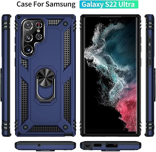Miniatura 2 de ADDIT Funda de teléfono para S22 Ultra Funda Samsung Galaxy S22 Ultra, grado militar, resistente, con anillo de soporte, soporte magnético para