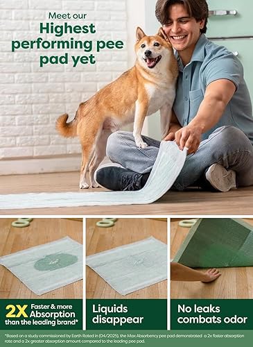 Miniatura 2 de Earth Rated Max Absorbency - Almohadillas para orinar de cachorros para perros que se absorben 2 veces más rápido y 2 veces más, a prueba de fugas,