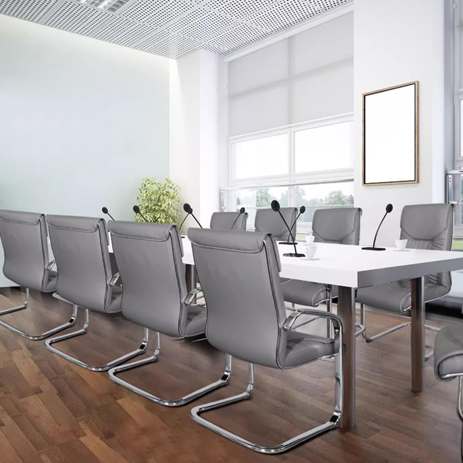 Sedia Ufficio, Sedia Ergonomica, con Braccioli, Sedia for Computer Domestico, Sedia da Conferenza, Adatta for Uffici e Sale di Ricevimento(Gray)