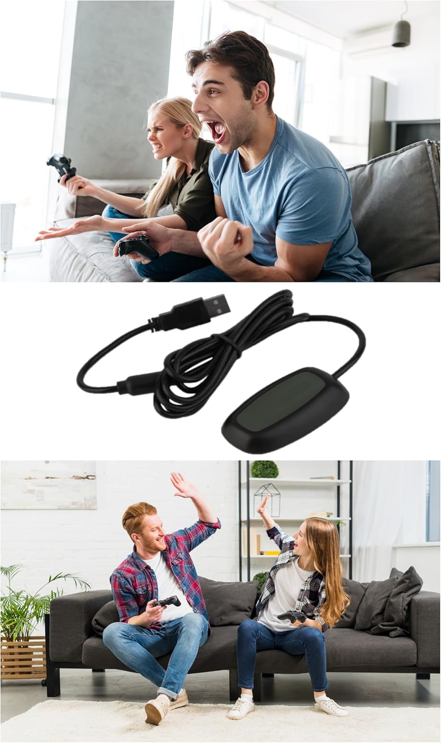Wireless USB Gaming Receiver Adapter Compatible with Microsoft Xbox 360 Controller Bluetooth Receiver Adapter for for Xbox 360 Controller Desktop PC Laptop Gaming