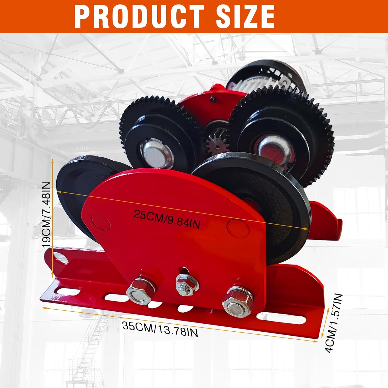 Electric Trolley for Power Hoist,1 Ton 2204 LBS Capacity,Fit 2.68"-4.33" in I-Beam,for PA200-PA1000 Hoists Push Geared Overhead Crane Heavy Duty Wheels System,for Warehouses,Gantry Cranes