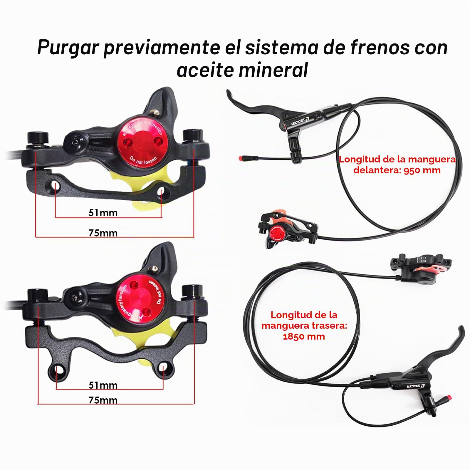 JFOYH Kit de Freno Hidráulico para eBike – Sensor de Corte 2/3 Pin Impermeable, Manetas y Pinzas Pre-Purgadas con Aceite Mineral, Discos de 160 mm, Fácil Instalación